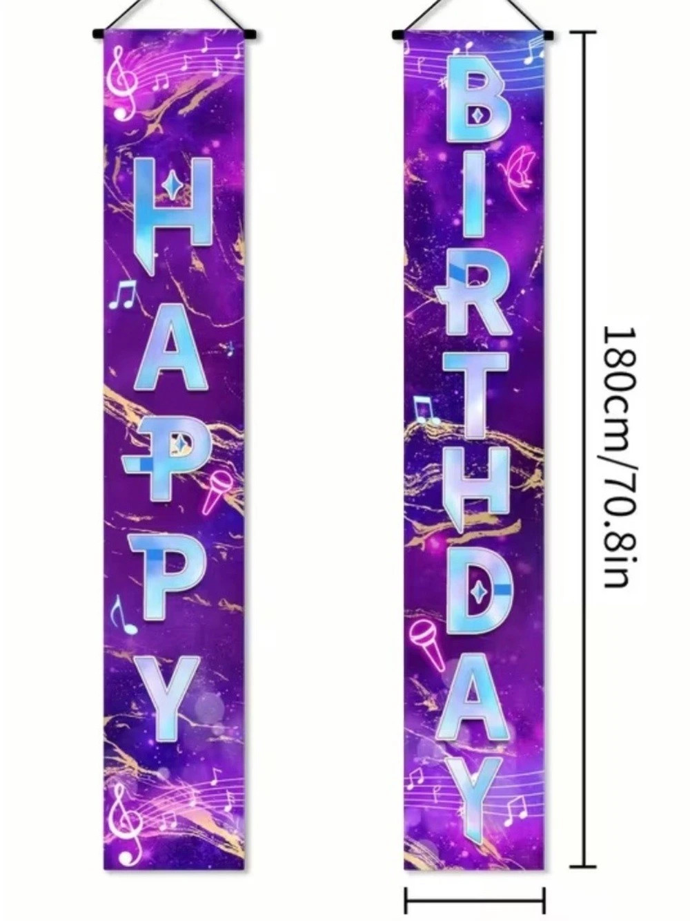 Purple & Blue Music Birthday Banner 180cm
